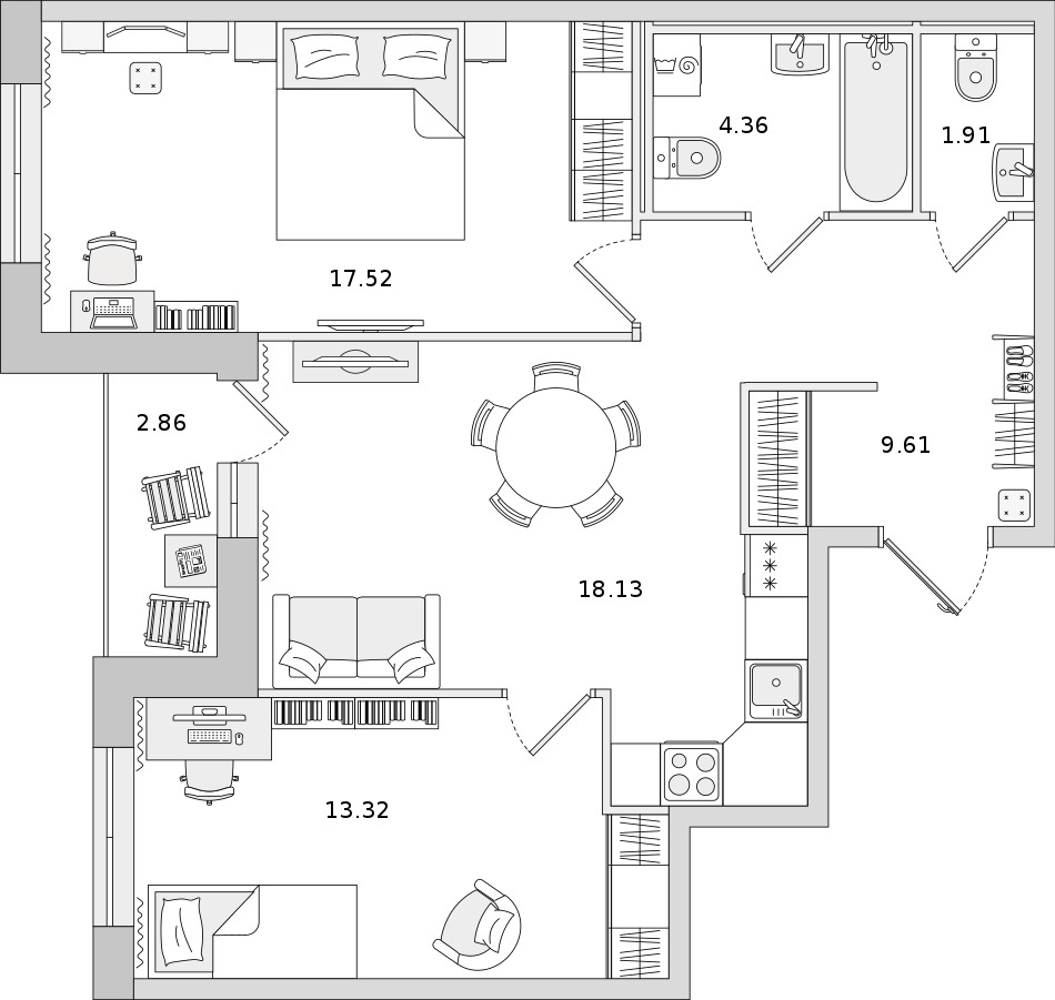 2-комнатная квартира 64.85 м², 10/19 эт., ЖК «Город Первых»